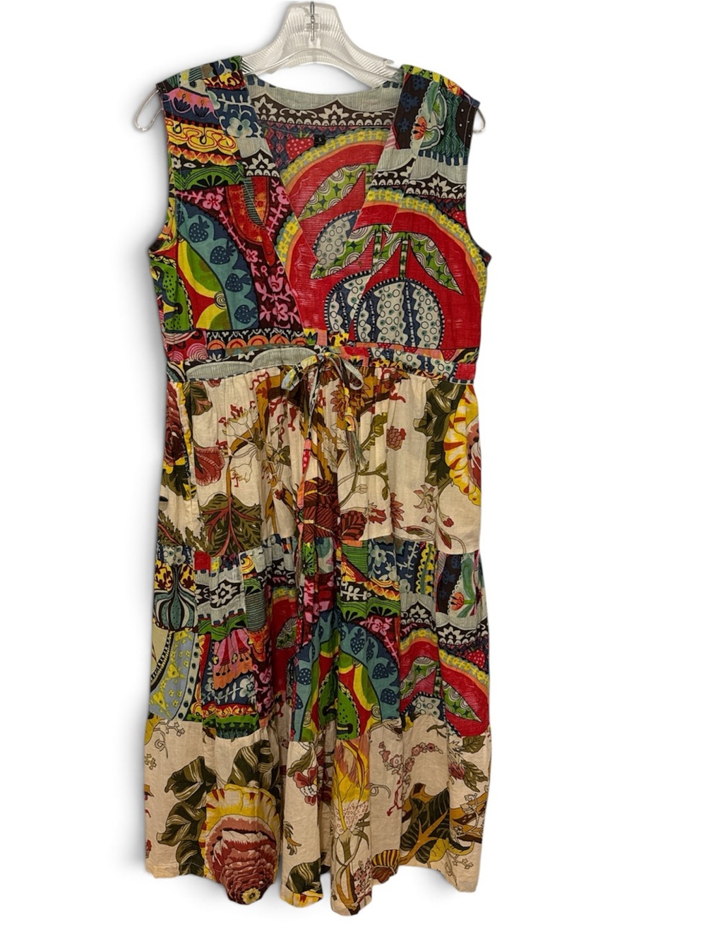 Sleeveless Multicolor Floral Patchwork Maxi Dress